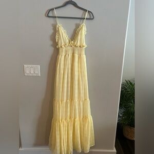 Vici yellow gingham low back maxi dress. Size large. NWOT.